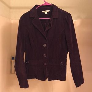 plum button down blazer